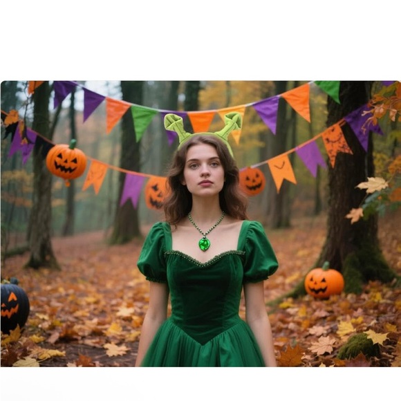 Green Shrek Ogre Ears Headband - Picture 3 of 9